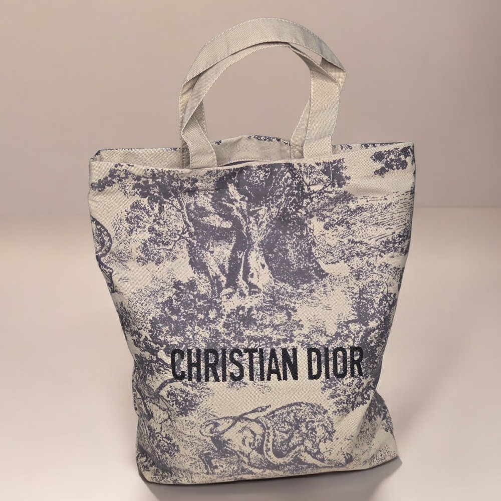 Christian Dior Gray and Beige Canvas Tote Bag - New - Picture 2 of 5